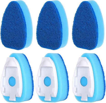 6 Pcs Dishwasher Sponge Dishwand Refills Scrubber Sponges Non Scratch Head Replacement for Dish Wand Heavy Duty Scrub Dots Dispenser Scrubber Pads for Kitchen Cleaning Blue