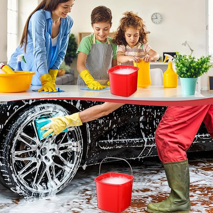 JJUNW 6 Pcs 3 Quart Cleaning Bucket, Detergent Square Bucket, Plastic Utility Cleaning Pail Stackable Cleaningpail Small Square Buckets for Restaurant Kitchen Home Offices Commercial (Red)