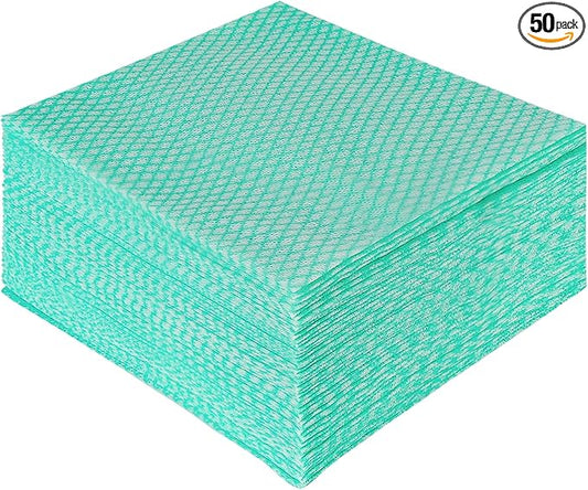 JEBBLAS Disposable Dish Towels and Cloths, Reusable Wipes, 50 Count/Pack, Green