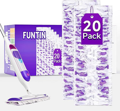 Funtin Power Mop Pads for Swiffer PowerMop, Unscented Disposable Mop Refills, Thickened Multi-Surface Replacement Mopping Pad, Dry & Wet Use for Floor Cleaning, 20 Packs