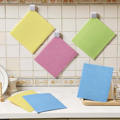 Homaxy Swedish Dishcloths for Kitchen, 6 Pack Reusable Paper Towels with Clips, Absorbent Cellulose Sponge Dish Cloths for Washing Dishes, Non-Scratch & Odor-Free Dish Rags, Multicolor Assorted