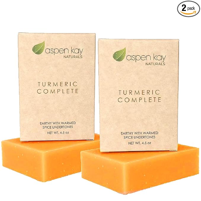 Turmeric Soap Bar for Face & Body – Handmade with Organic Shea Butter, Chamomile, Calendula – Gentle, Non-Drying Natural Face Wash for Sensitive Skin, All Skin Types, Made in USA 4.5 oz (2 Pack)