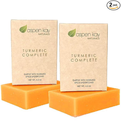Turmeric Soap Bar for Face & Body – Handmade with Organic Shea Butter, Chamomile, Calendula – Gentle, Non-Drying Natural Face Wash for Sensitive Skin, All Skin Types, Made in USA 4.5 oz (2 Pack)