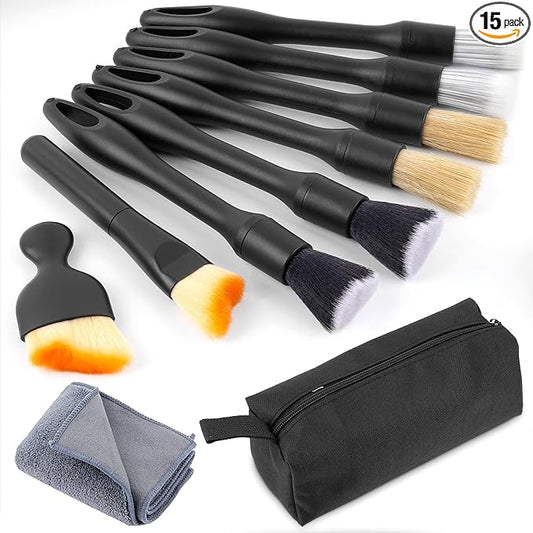 10 Pcs Car Detailing Set for Interior & Exterior Cleaning, Ultra Soft Boars Hair Car Interior Detailing Brushes, Scratch-Free Car Cleaning Kit for Dashboard, Air Vents, Wheels, Leather Seat