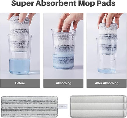 JOYMOOP Flat Mop Pads, Microfiber Mop Cleaning Pads, Washable Pads, Pads Replacement Flat Mop or Mop Bucket Set, Pack of 50 Refills 13inch - Grey and Stripe