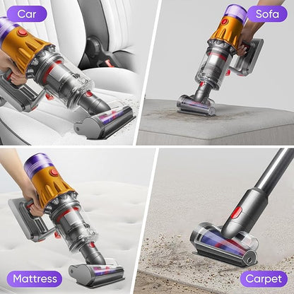 Mini Motorized Tool Brush Head Compatible with Dyson Digital Slim/V12 Detect Slim Cordless Vacuum Cleaner, Handheld Couch Vacuum Attachment Anti-Tangle Replacement Head Suitable for Long and Pet Hair