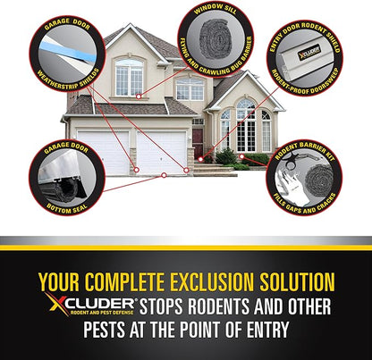 Xcluder Rodent Control Fill Fabric Roll, 4” x 10’ Stainless Steel Wool Protects Against Rats and Mice for Residential & Commercial Property,Black