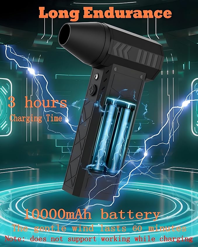 Compressed Air Duster Electric Air Duster 150000RPM Super Powerful Turbo Dry Violent Jet Fan Air Blower Gun Rechargeable Cordless Computer Electronic Keyboard PC Fan Car Cleaning Refillable Air Duster