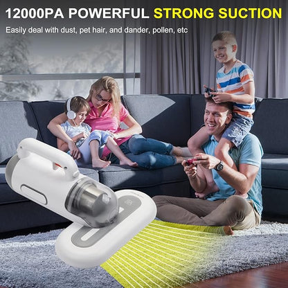 Portable Mattress Vacuum Cleaner 400W Professional Bed Vacuum Cleaner Corded High Frequency Double Beat 15Kpa Powerful Suction Handheld Vacuum for Bed Mattress Pillow Sheet Sofa Vacuum Cleaning