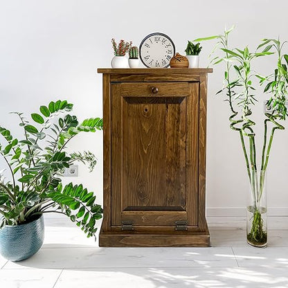 Peaceful Classics Tilt Out Trash Cabinet - Wooden Pull Out Cabinet, Decorative Trash Bin for Kitchen, Bedroom, & Home Patio, Tilt Out Laundry Hamper - Special Walnut