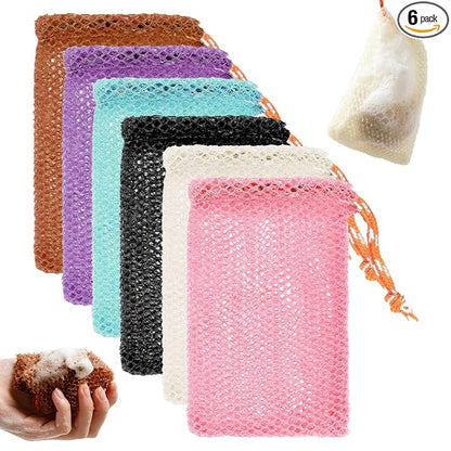 6pack Soap Bar Bag, Mesh Soap Bags For Soaps Bars Bar Mesh Saver Pouch Shampoo Bars Net For Shower Hangable Exfoliating With Drawstring(5 Colors, 5.5 * 3.5in)