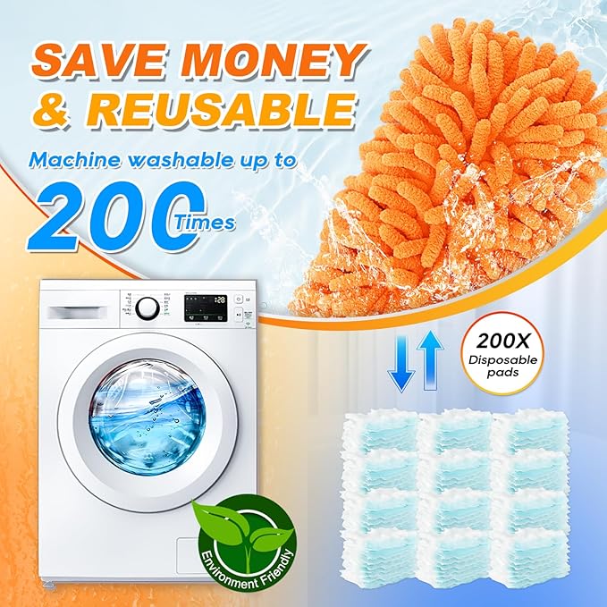 5 Pack Reusable Duster Refill for Swiffer Hand Duster, 360 Degree Duster Refills for Spring Cleaning, Ceiling Fan, Orange (Handle is Not Included)