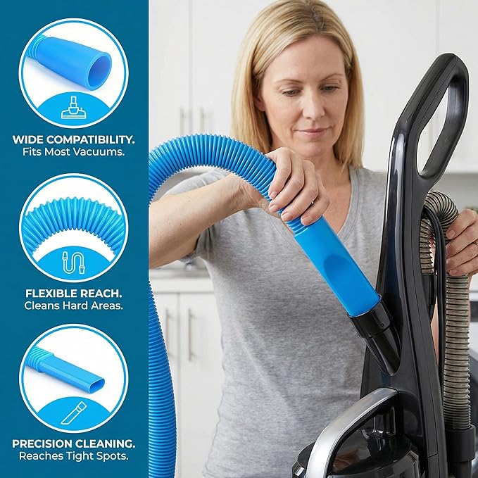 Upgraded Dryer Vent Cleaner Kit, Universal Dryer Vacuum Hose Attachment for All Vacuums, 31.5 Inch Flexible Hose for Deep Cleaning, Removes Lint & Clogs(Vacuum hose and brush)