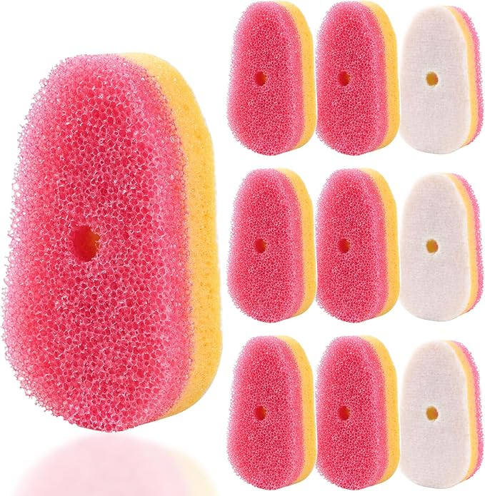 Sponge Refills for Scrub Daddy Dish Daddy - 10 Packs Dish Wand Refills, Scrub Brush Replacement Heads, Dish Brush Replacement Head for Kitchen Cleaning, Pink (Only Sponge Heads)