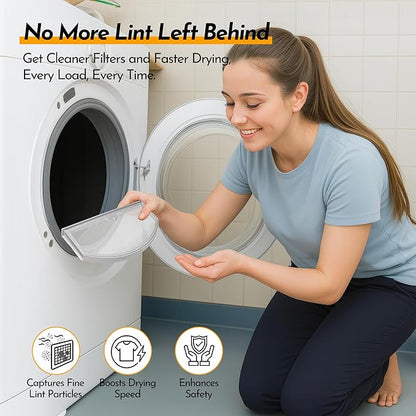 Dryer Lint Filter Replacement Kit for GE WE03X23881 - Includes Cleaner Brush & Flexible Hose - Stainless Steel Lint Screen for Dryer GTD42EASJ2WW, GTD33EASK0WW, GTD65EBSJ3WS