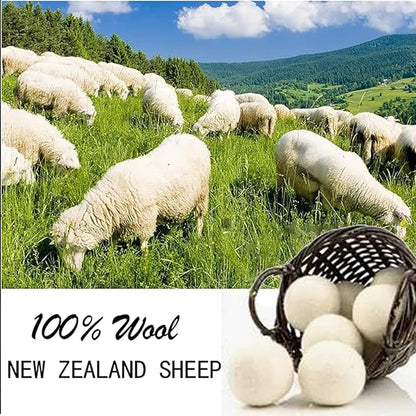 Wool Dryer Balls Laundry Reusable Wool Balls for Dryer Organic Premium New Zealand Wool Natural Fabric Softener Reduce Clothing Wrinkles Drying Clothes Faster Eco-Friendly 3 Pack XL