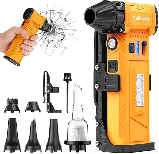 Electric Air Duster, 180000RPM Brushless Motor, Rechargeable Compressed Air Duster with 8000mAh Battery, Stepless Speed Control, 7-Mode Light Mini Blower for PC, Car, Home, Outdoor