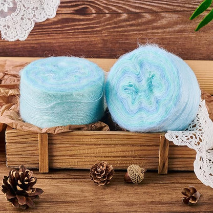 2 Roll Mohair Wool Yarn Soft for Crocheting Knitting Hand Washable Long Wool Yarn DIY Scarf Crochet Thread for Clothes Hats Sweater Scarf Craft Projects (Light Blue)