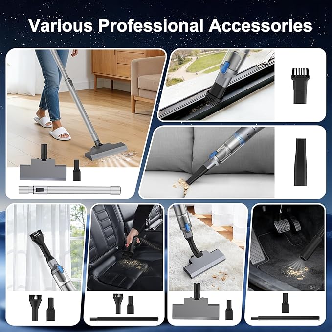 Handheld Vacuum Cordless Cleaner, Compact Powerful Suction And Long Runtime, Lightweight At 1.25lb, Rechargeable Portable Vacuum With One-Touch Empty, Car Accessories Hand Vacuum For Car Home Office