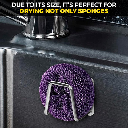Stainless Steel Sponge Holder for Kitchen Sink – Compact & Durable Kitchen Sink Sponge Holder – Easy to Install, Keeps Item Dry, Saves Storage Space | Suitable for Metal, Glass, Ceramic, Wood & More