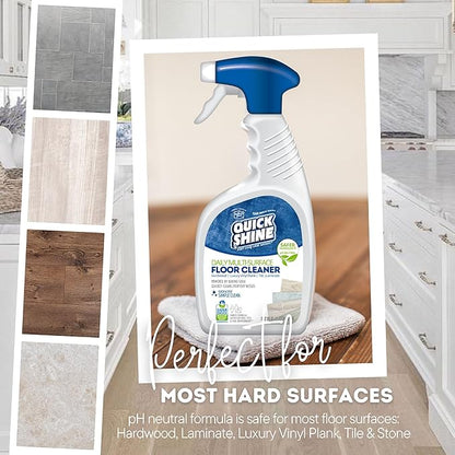 Quick Shine Multi Surface Floor Cleaner Daily Care 24oz | Plant-Based, Ready to Use, Dirt Dissolving, Streak Free, No Rinse | Use on Hardwood, Laminate, Luxury Vinyl Plank, Tile & Stone | Safer Choice