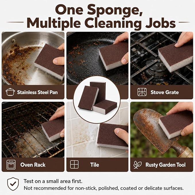 [SJYYLM] Magic Emery Cleaning Sponge, Nano carborundum Sponge Scrub pad Pot Scrubber, Heavy Duty Rust Eraser for Kitchen & Stainless Steel Pans(8 Pack) (8)