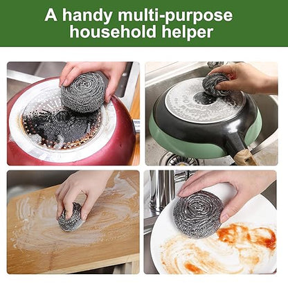 10 Pack Stainless Steel Scourers by for Dishes, Pots, Pans, and Ovens. Easy scouring for Tough Kitchen Cleaning