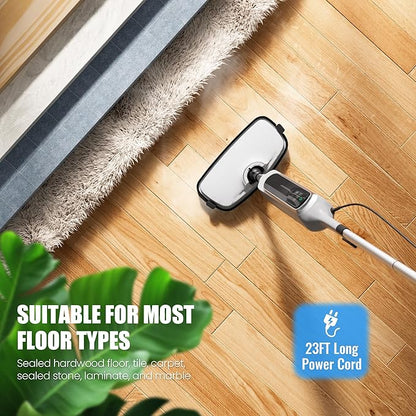 12 in 1 Steam Mop, Detachable Handheld Steam Cleaner for Home, 23FT Cord, for Hardwood Floor Cleaning, Tile, Carpet, Furniture, Clothes, Windows, Grey