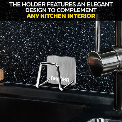 Stainless Steel Sponge Holder for Kitchen Sink – Compact & Durable Kitchen Sink Sponge Holder – Easy to Install, Keeps Item Dry, Saves Storage Space | Suitable for Metal, Glass, Ceramic, Wood & More