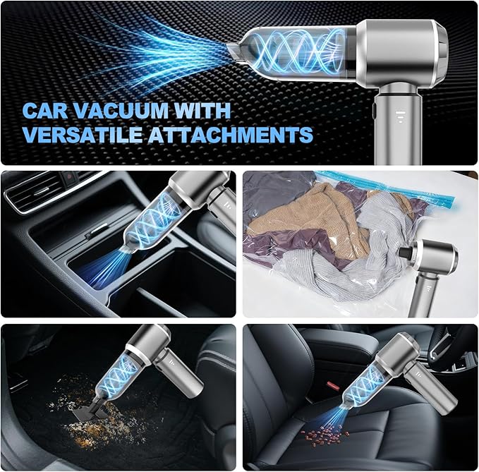 Cordless Handheld Car Vacuum, 22000PA Strong Suction Mini Vacuum, 100000 RPM Brushless Motor, 4-in-1 Portable Vacuum for Car Detailing, Pet Hair, Home, Office, Sofa, Carpet, Stairs, Couch