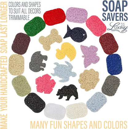 Soap Savers for Bar Soap & Shampoo Bar Holder, American Made by Luxiny, Lifts Soap in Soap Dishes & Shower Soap Holders – Bars & Soap Lasts Longer - Made from Plant Materials (Sky Blue 2 Pack)