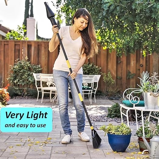Outdoor Broom with Built-in Lightweight Rechargeable Cordless Mini Leaf Blower | Small Leaf Blower & Air Stick Blower Broom for Patio, Deck, Balcony, RV
