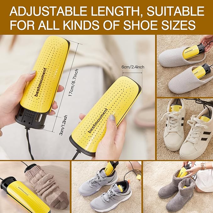 Portable Ski Boot Shoe Dryer, Footwear Dryers Machine with Auto Temperature Control for Rainy Seasons Winter Travel, Extendable Boot Warmer Fireproof Drying for Shoes, Gloves (with timer buttons)