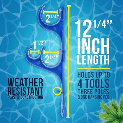 U.S. Pool Supply Pool Pole Hanger - 2 Plastic Pool Hooks for Poles - Equipment Fence Hook for Nets, Skimmers, Leaf Rakes, Vacuums, Vacuum Hoses, Telescopic - Attach Accessories, Holder Organizer