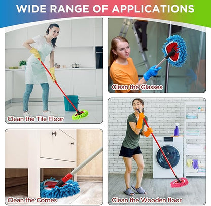 Baderke 3 Pack Chenille Mop Heads Replacements Compatible with 1 Tank System Chenille Duster Replacement Heads Microfiber Spin Mop Refill Pads Reusable Dust Refills for Floor Cleaning (Multicolor)