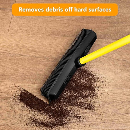 FURemover Pet Hair Removal Rubber Broom, 48" Handle
