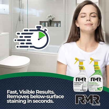 RMR Germ & Grime Guard Bundle – Tub & Tile Mold & Mildew Stain Remover + Botanical Disinfectant Cleaner, 2-Step Bathroom & Home Cleaning for Tile, Grout, Shower, Counters & More, 2–32 Oz Bottles