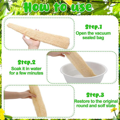 15.7-19.7 inches Natural Loofah Sponges Pack of 4 for Kitchen Dishes Body Scrubber