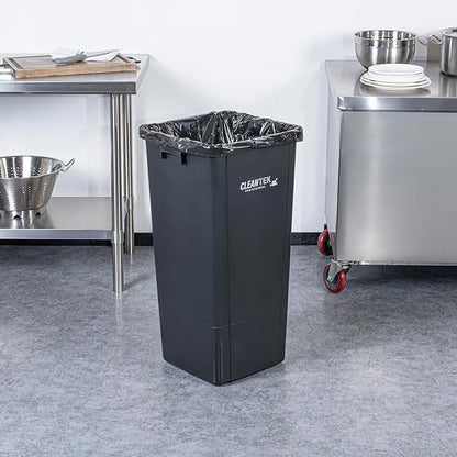 Restaurantware-Clean Tek Professional 23 Gallon Trash Can, 1 Square Waste Basket - Lid Sold Separately, Space Saving, Black Plastic Garbage Bin, Ideal For Home, Office, Restaurant, And More