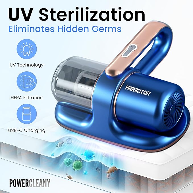 Mattress Vacuum Cleaner, 13KPa Bed Vacuum Cleaner with UV-C Light HEPA Filter & Ultrasonic, Versatile Cordless Handheld Vacuums for Bed, Sofa, Couch, Crib (Cordless)