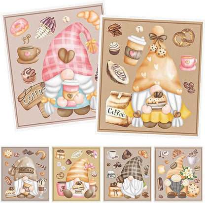 Coffee Gnome Swedish Dishcloths for Kitchen - 6PCS Gnome Swedish Cloths for Washing Dishes, Reusable Coffee Themed Dish Towels, Washable Cleaning Sponge for Home Party Cleaning Fast Drying