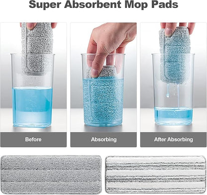 JOYMOOP Mop Replacement Pads, 4-Pack 13" × 4.9" Microfiber Flat Mop Refills, Dual Grey & Stripe Pads for Wet & Dry Cleaning, Fits JOYMOOP Mop Head Refills, Machine Washable, Durable, Scratch-Free