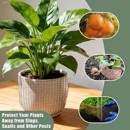 Copper Mesh Rodent Control, 5" x 100 ft Rustproof Copper Mesh Roll 100% Premium Copper Wool for Sealing Holes, Blocks Slugs, Snails, Mice & Pests – with Scissors, Gloves Shovel & 8PCS Lawn Staples