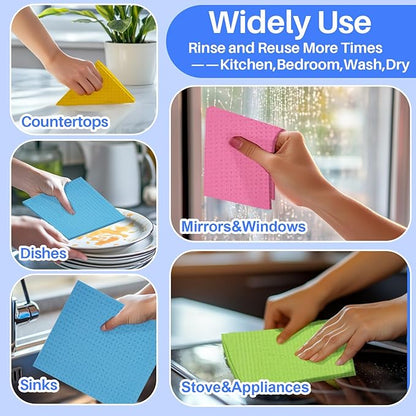 RAINFLOW Swedish Dishcloths 10 Pack - Reusable Paper Towels, Dish Cloths for Washing Dishes, Swedish Dishcloths for Kitchen,Cleaning Cloths, Sponge Cloth Super Absorbent Quick Dry Kitchen Towels