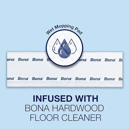 Bona Hardwood Floor Disposable Wet Cleaning Pads - 12 Pads per Pack - unscented - Use Mops - Residue-Free Floor-Cleaning Solution for Wood Floors,(Pack of 6)
