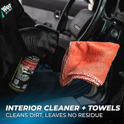 The Rag Company - Complete Car Cleaning Kit - Includes Car Wash Soap, Wheel Cleaner, Interior Car Cleaner, Wash Mitt + Pad, Drying Towel, Microfiber Towels, Wheel Brush - 10 Piece Kit