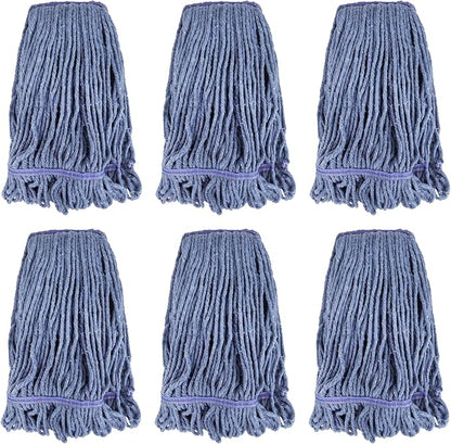 Commercial Heavy Duty Mop Heads Replacement: 6 Packs Industrial Wet Mop Head for Floor Cleaning - Commercial Products Looped End String Head Refills