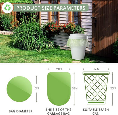 Jaoul Trash Bags 8 Gallon, Medium Garbage Bags, 0.67 Mil Extra Strong Trash Bags for 30 Liter Trash Can, Suitable for Kitchen, Bathroom, Office, Restroom, Car, Green, 90 Counts