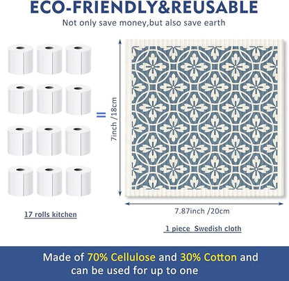 Cunhill 9 Pcs Swedish Kitchen Dishcloths Absorbent Swedish Dish Towels Blossoms Flower Soft Reusable Towels Cleaning Sponge Cloth Quick Drying Kitchen Dish Rags(Japanese)