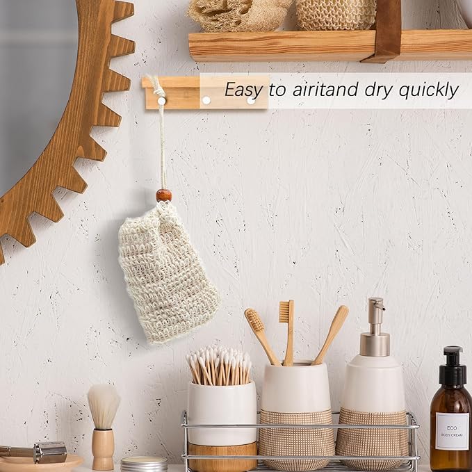 40 Soap Bags Mesh Exfoliating, 100% Natural Sisal Soap Pouch, Soap Savers for Shower Use Like Massaging and Scrubbing